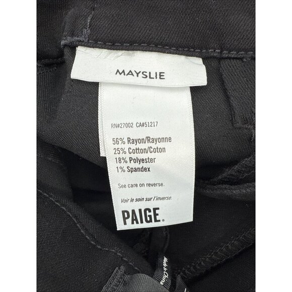 PAIGE Mayslie Straight Ankle Pants Jeans Womens Size 27 Black Fog Luxe Coated - Picture 9 of 10